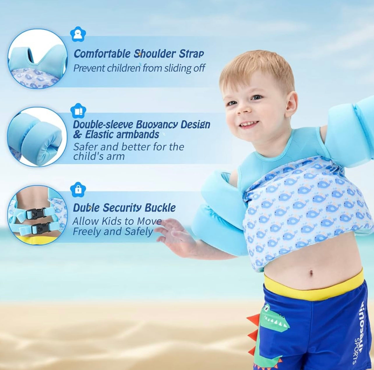 Biange Chaleco De Natación Para Niños Pequeños, Flotador De Chaqueta De Natacion Para Ninos De 30 A 50 Libras Flotadores De Piscina Para Ayudar A