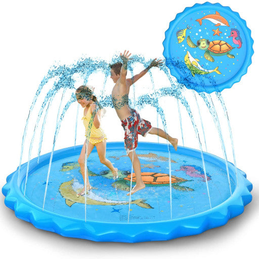 Homdas-Splash Pad y aspersor para niños pequeños de 68 pulgadas, diseño tortuga y delfines