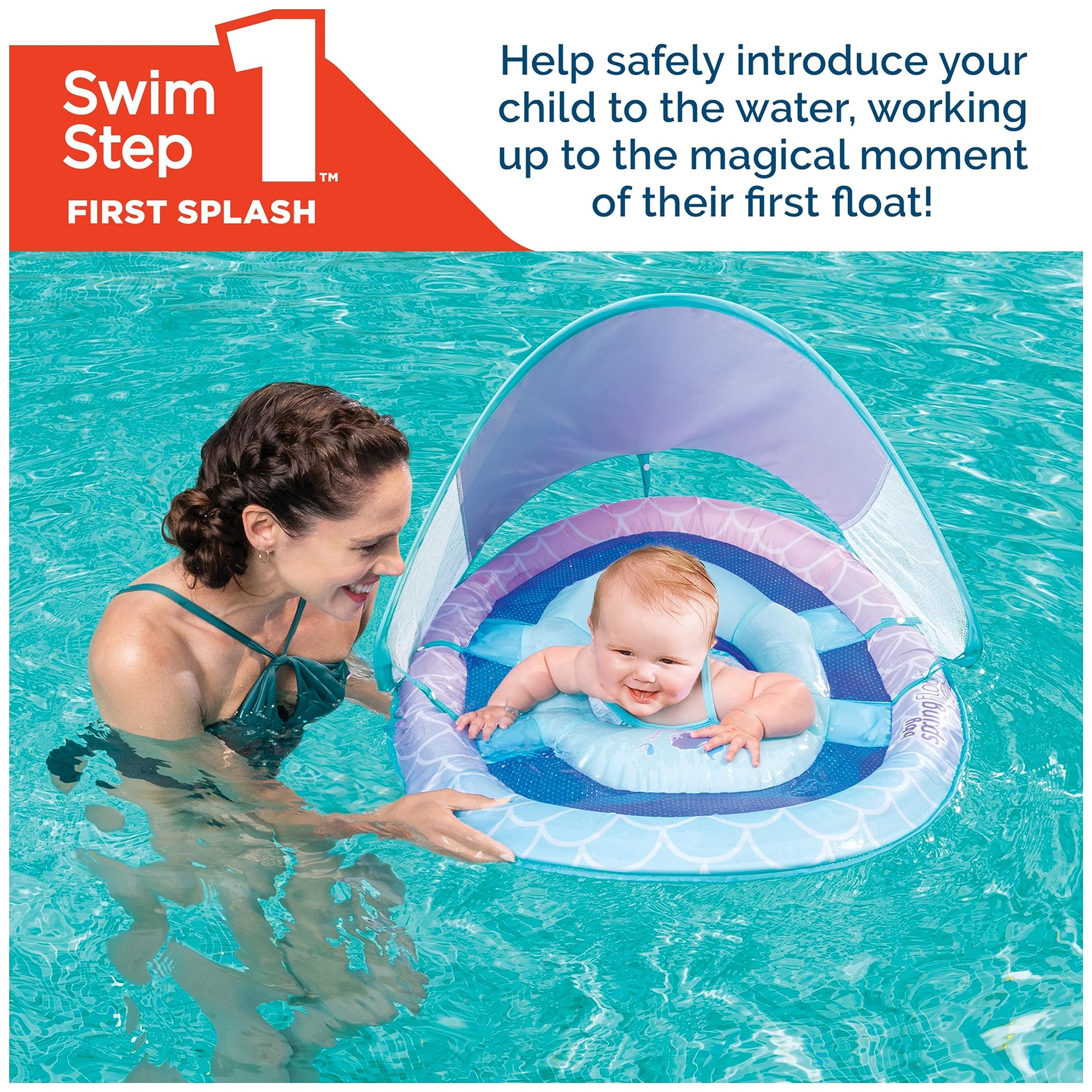SwimWays Flotador de primavera para bebé con toldo ajustable y SwimWays Flotador de primavera para bebé con toldo ajustable y