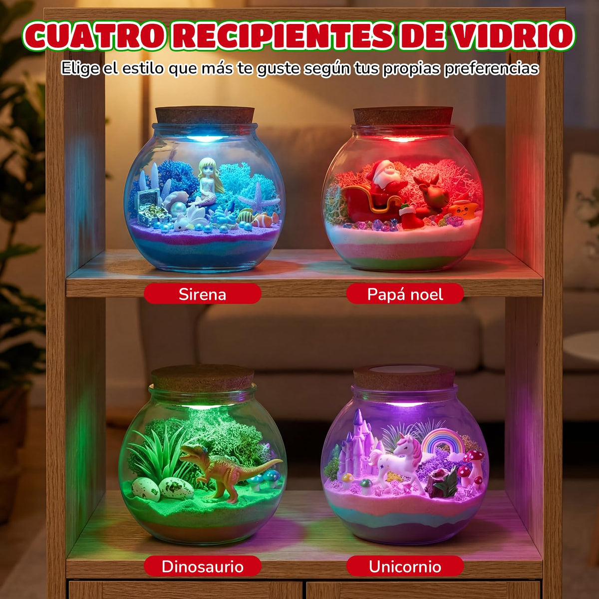 Kit de Terrario Arena Mágica con Luz Nocturna Niños