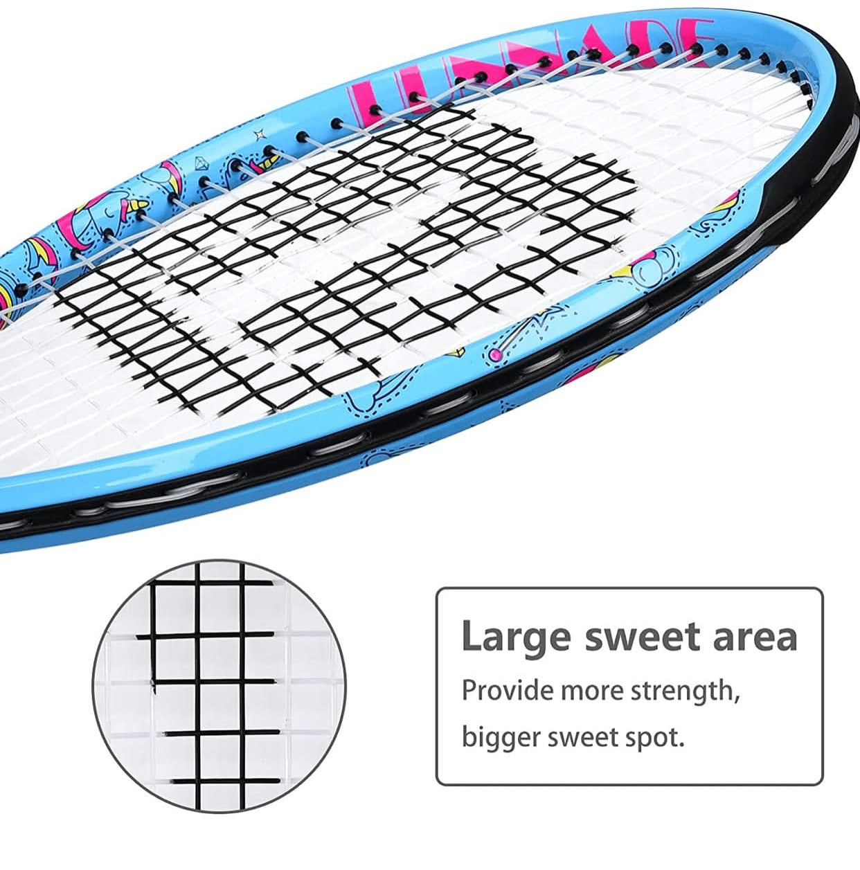 LUNNADE Raqueta de tenis de unicornio para niños jóvenes