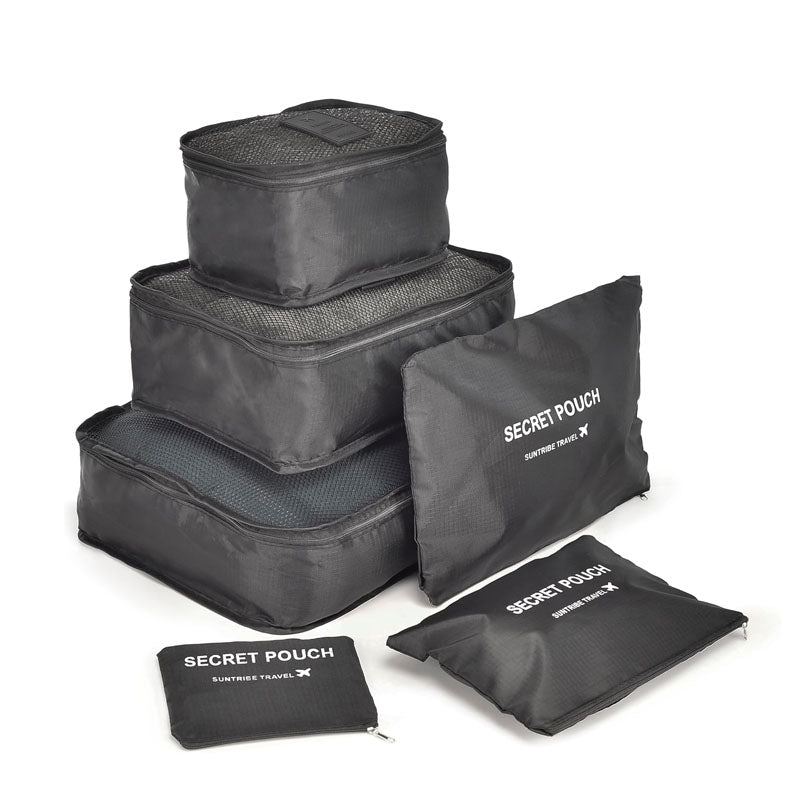 Kit organizador de equipaje 6 pz, negro