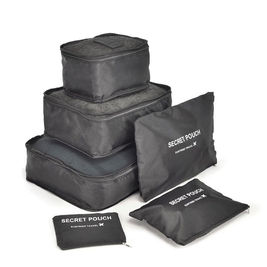 Kit organizador de equipaje 6 pz, negro