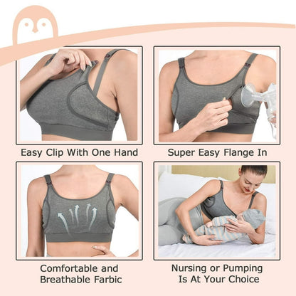 Momcozy- Sujetador de lactancia para bombeo de manos libres y maternidad, gris, talla L