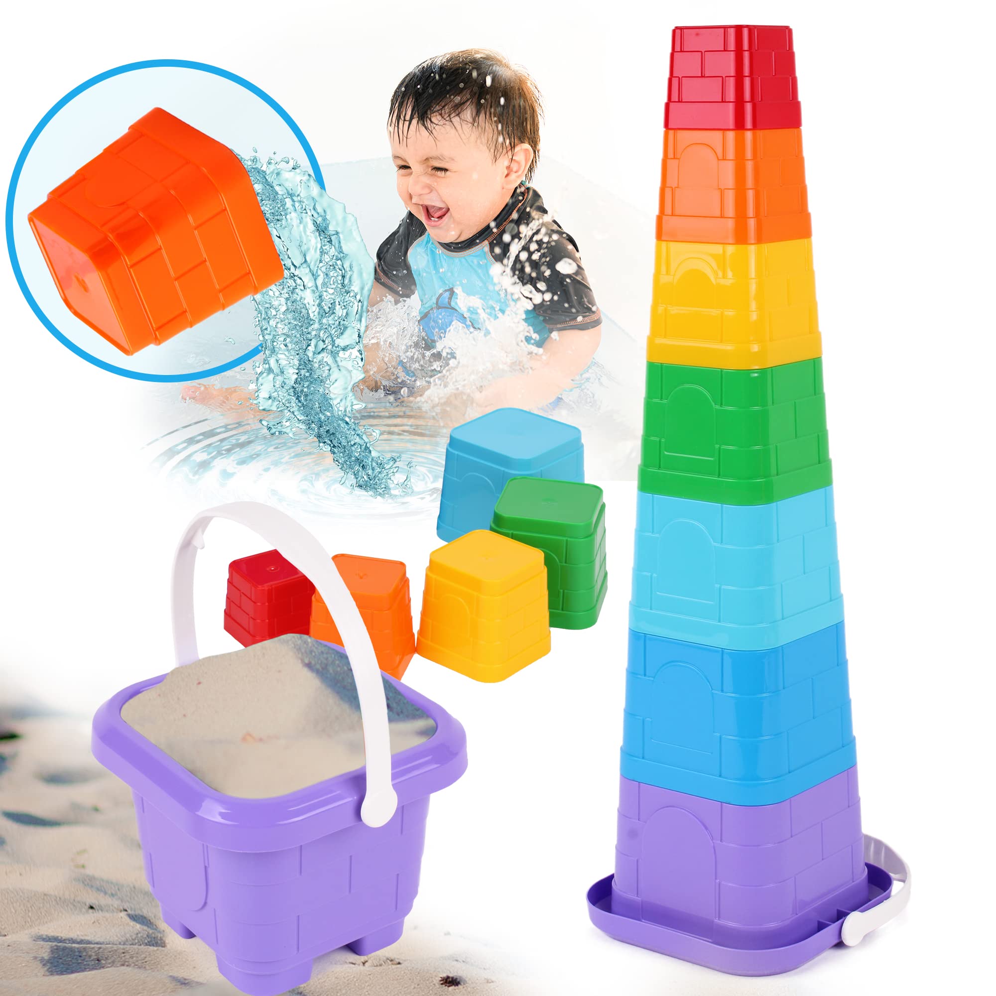 TECHNOK Torre de juguetes apilables Rainbow