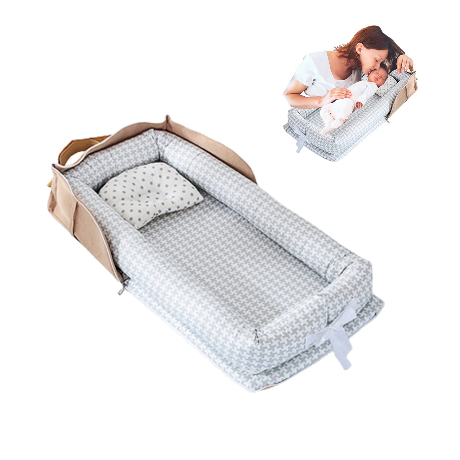 Vohunt - Nido para recién nacido, bolsa portátil de algodón 100% para dormir para bebé en la cama