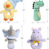 TILLYOU 4 sonajeros suaves, animales de peluche