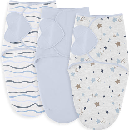 Sacos de dormir Susurration Swaddle, paquete de 3, 100 % algodón de 0 a 6 meses