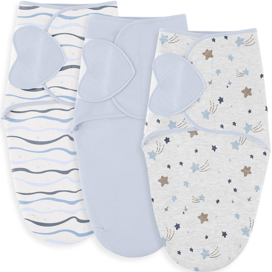 Sacos de dormir Susurration Swaddle, paquete de 3, 100 % algodón de 0 a 6 meses