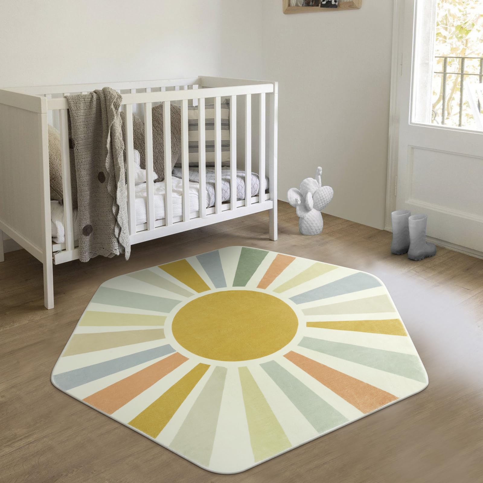 STARUIA Alfombra hexagonal estilo bohemio para entrada, 4 x 4 pies 7 pulgadas