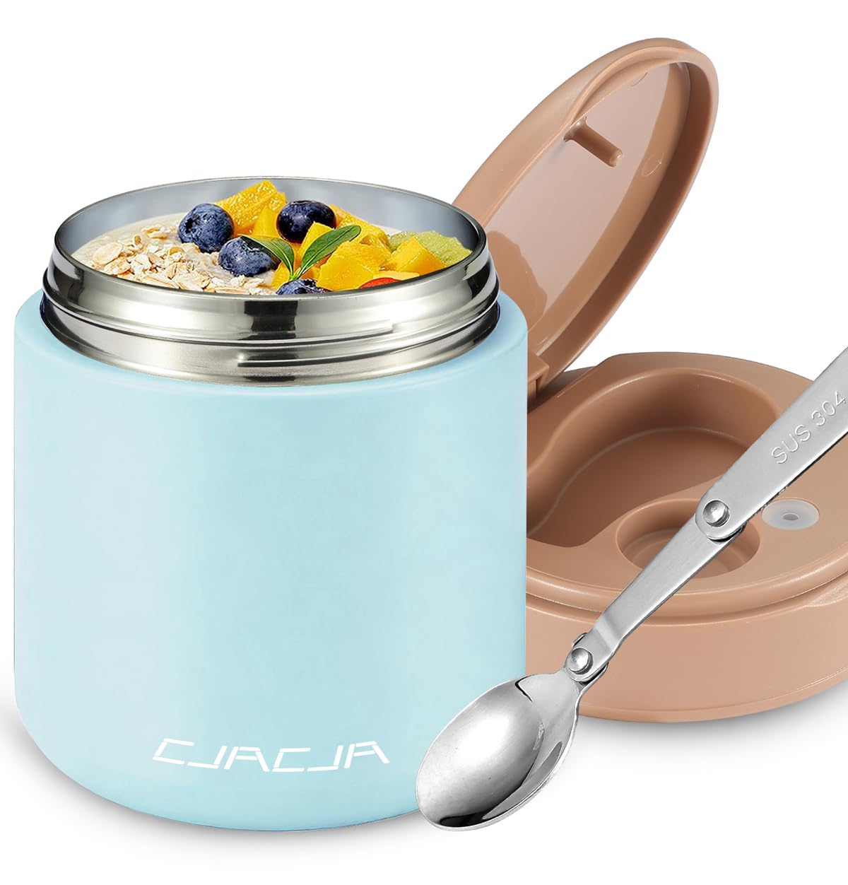 Termo para niños de comida caliente - 15.2oz con cuchara plegable y mango