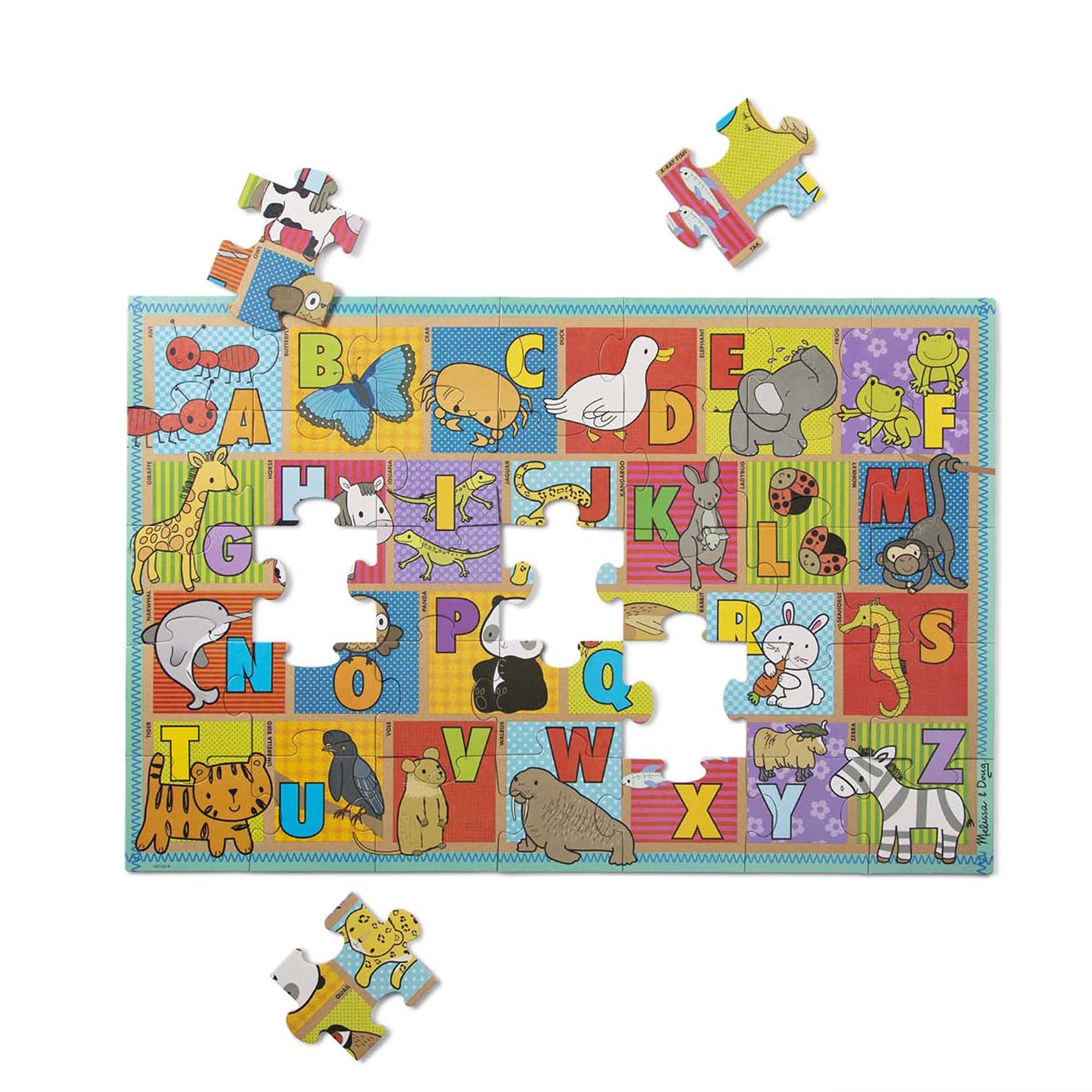 Melissa & Doug Rompecabezas de suelo gigante de Natural Play: ABC Animals (35 piezas)