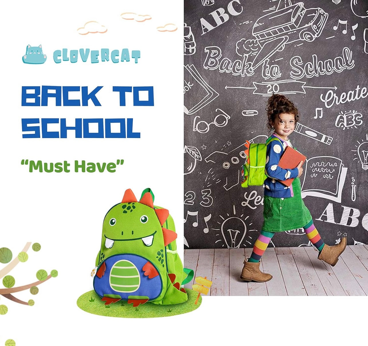 CLOVERCAT Mochila de dinosaurio