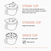 Kookie- Vaso de silicona con tapa para beber y aperitivos, tazas de transición y entrenamiento