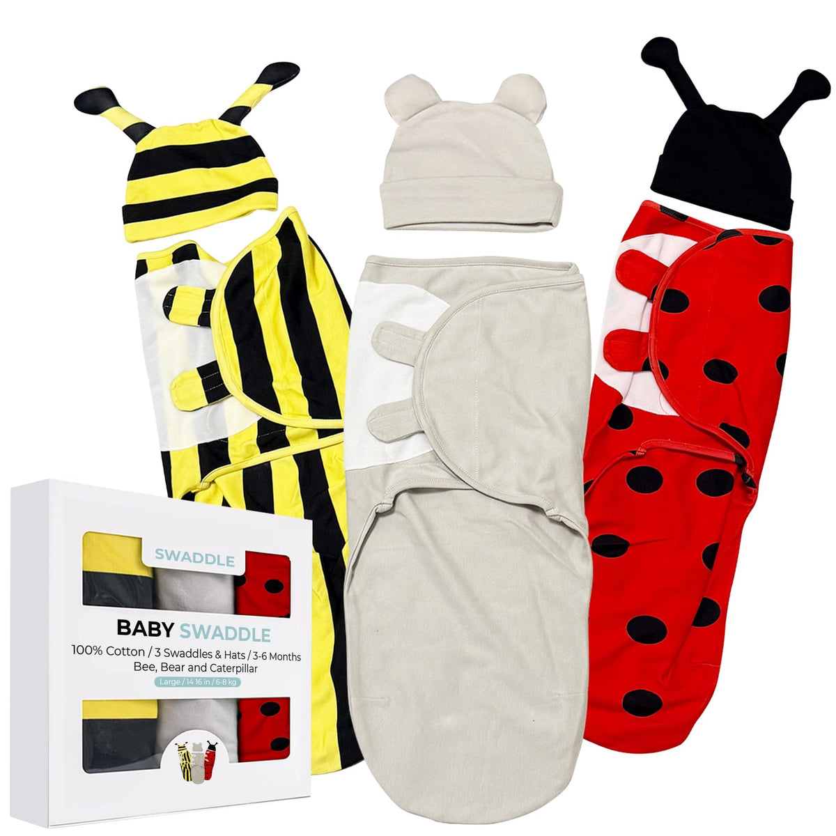 Luxor - Juego de 3 sacos de dormir de algodón para bebés de 3 a 6 meses