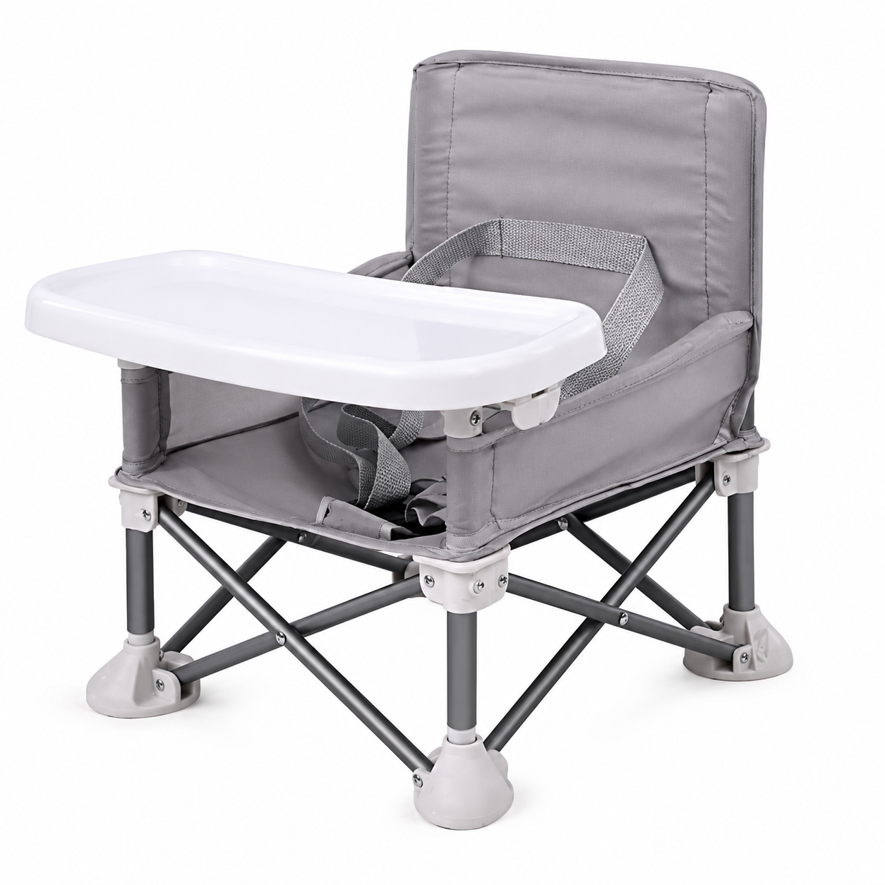 PandaEar Asiento elevador portátil para bebé, plegado compacto con correas de seguridad y bandeja de alimentación