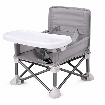 PandaEar Asiento elevador portátil para bebé, plegado compacto con correas de seguridad y bandeja de alimentación