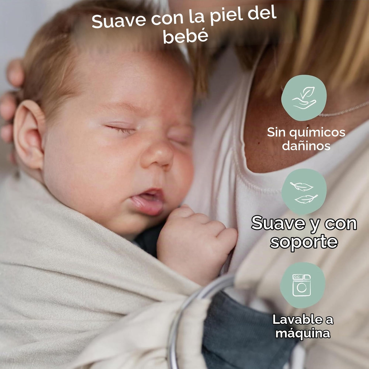 Boba Ring Sling - Portabebés, lino de bambú, recién nacido a niño pequeño / 8-35 libras