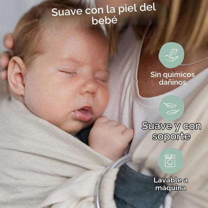 Boba Ring Sling - Portabebés, lino de bambú, recién nacido a niño pequeño / 8-35 libras