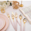 Cubiertos dorado con rosado pastel, 100 unidades de cada uno