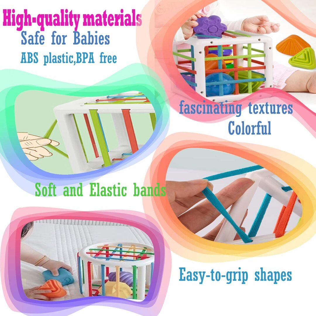 Juguete clasificador de bebé, cubo colorido y 6 piezas de forma multisensorial