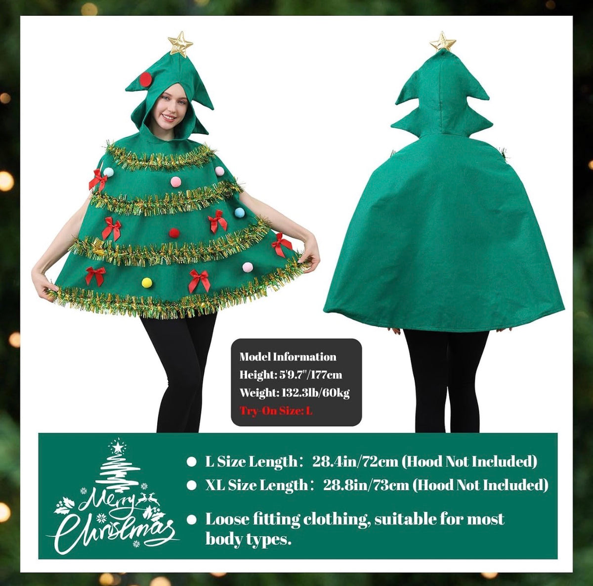 1 pieza de disfraz de árbol de Navidad para adultos