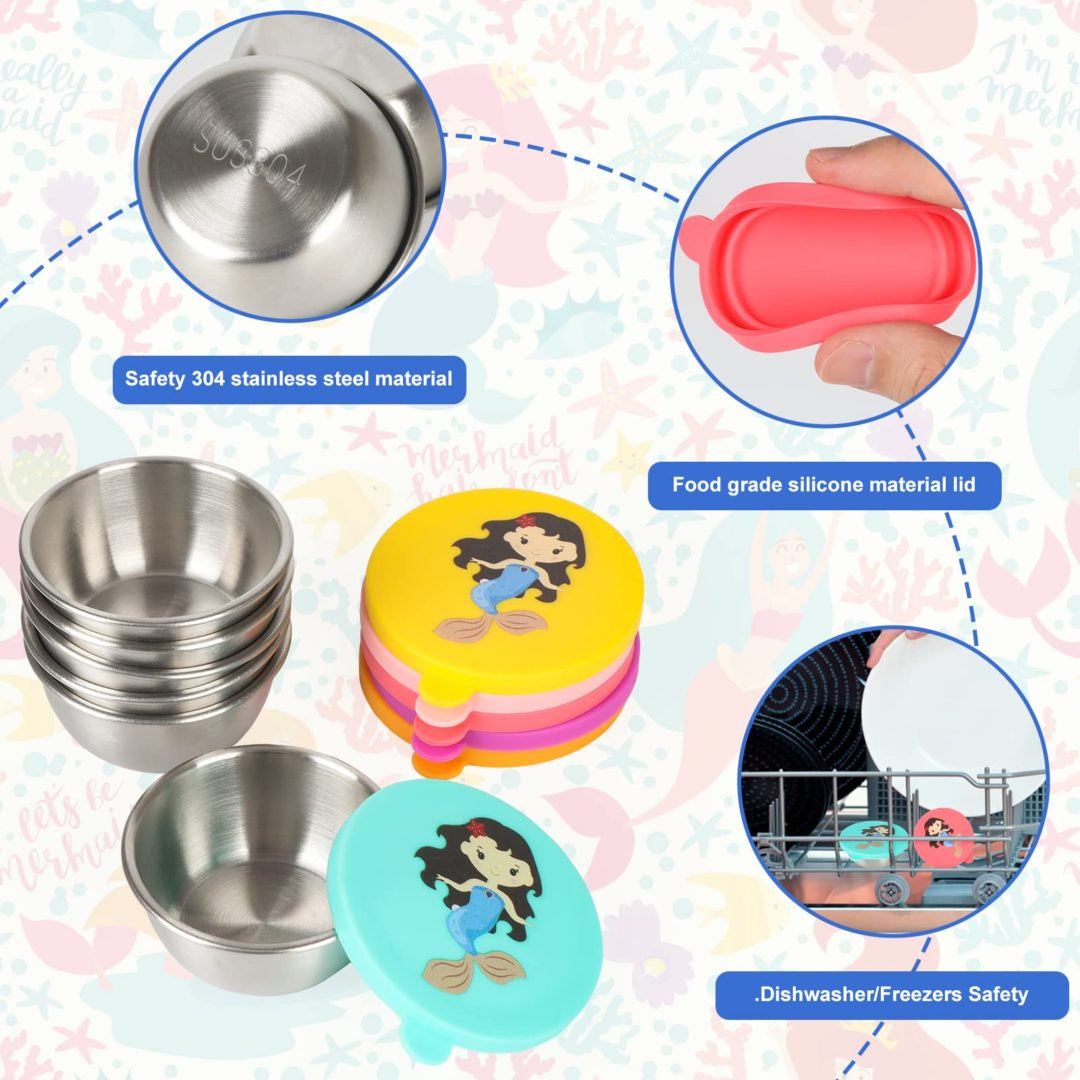 6 recipientes para salsa de ensalada para niños