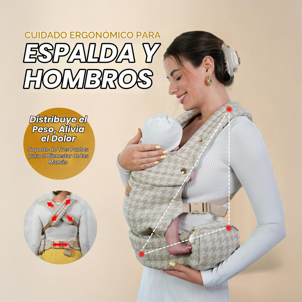 Babieboo portabebés para recién nacidos a niños pequeños, con soporte para la cabeza 7-44 libras