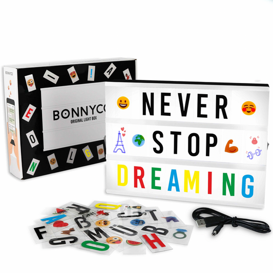 Caja de luz con letras Bonnyco