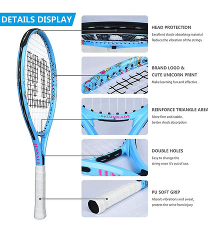 LUNNADE Raqueta de tenis de unicornio para niños jóvenes
