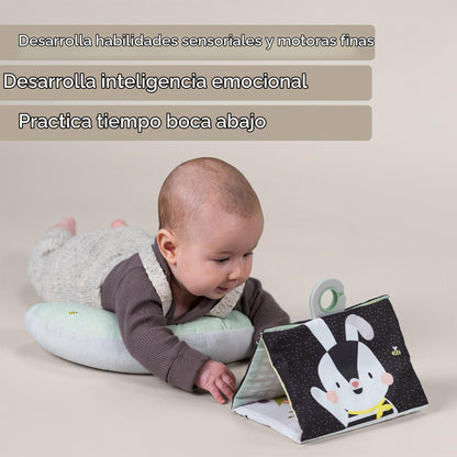 Taf Toys Libro arrugado de doble cara y juguete de apoyo, 0-6 meses