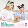 Rockpapa Share- Auriculares para niños con micrófono, rosa y turquesa