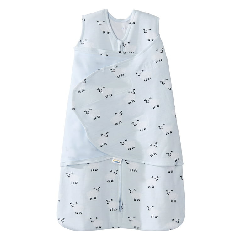 HALO - SleepSack Swaddle 100% algodón, Oveja color aguamarina pálido, tamaño NB 0-3 meses