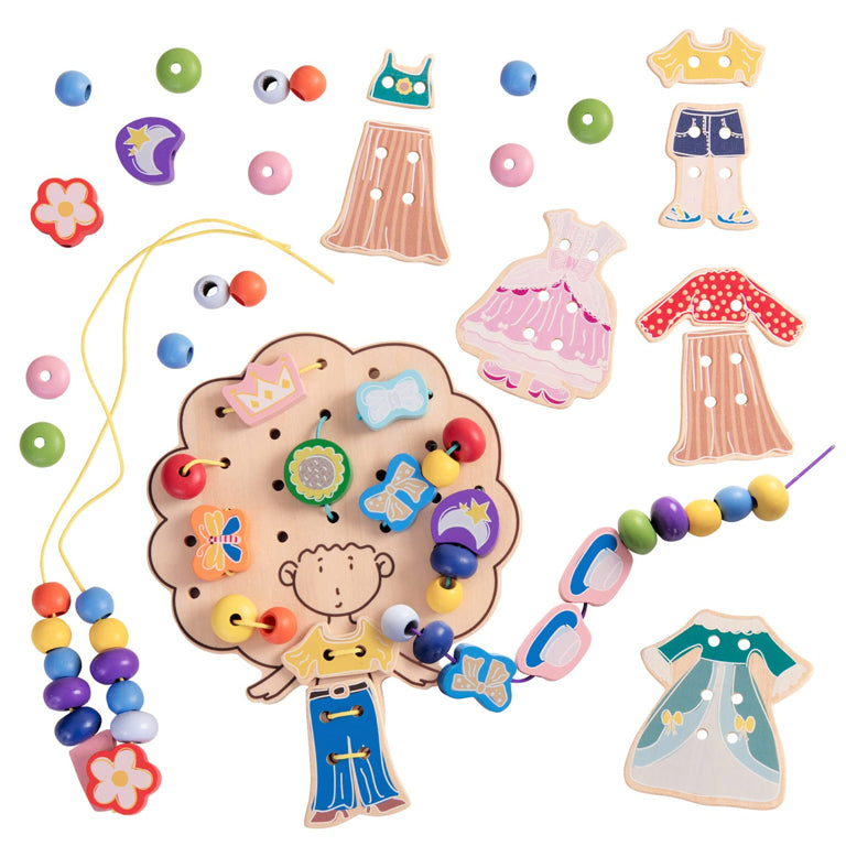 Woodenland Wooden Lacing Beads Juguetes para niños pequeños