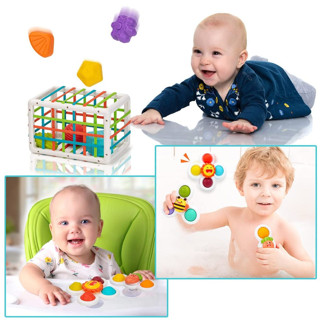 UNIH Cubo sensorial para bebé, juego de juguetes clasificadores