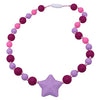 Collar Para Masticar de Silicona Para La Dentición Del Bebé, Estrella morado
