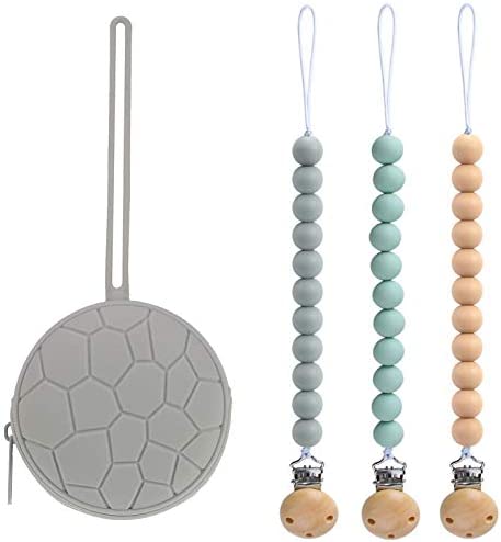 Paquete de 3 clips para chupeta con funda para chupeta