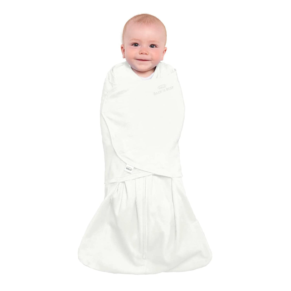 HALO- Saco de dormir con manta de arropar 100% algodón, Color Crema, talla Recién Nacido, 0-3meses