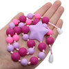 Collar Para Masticar de Silicona Para La Dentición Del Bebé, Estrella morado