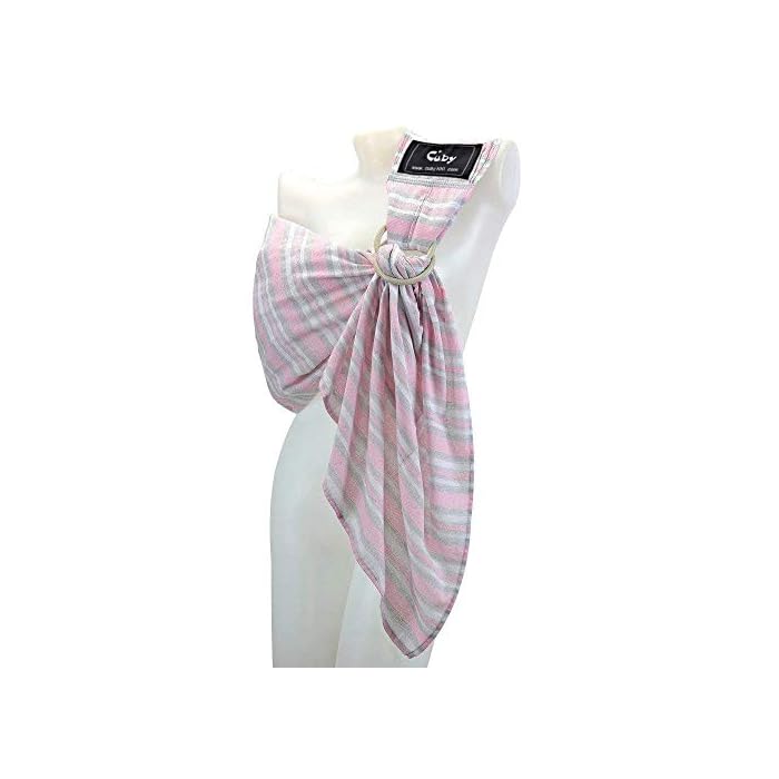 Cuby Ring Sling Portabebés para bebés y recién nacidos, rayas rosas
