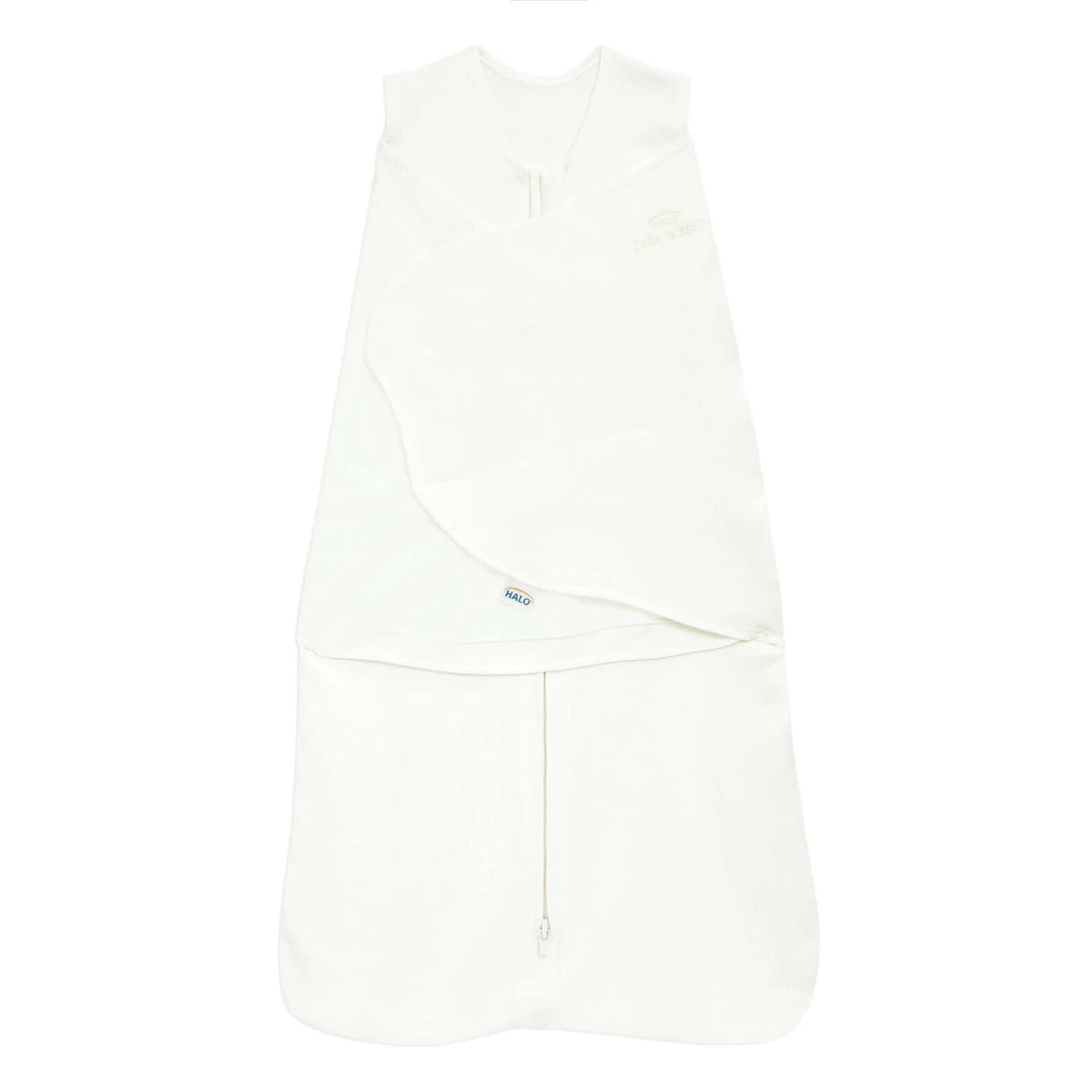 HALO- Saco de dormir con manta de arropar 100% algodón, Color Crema, talla Recién Nacido, 0-3meses