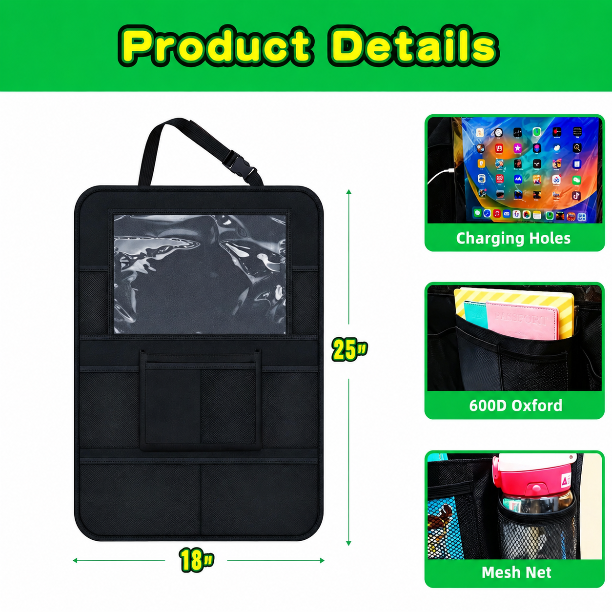 Organizador de Coche y protector de Asiento Trasero