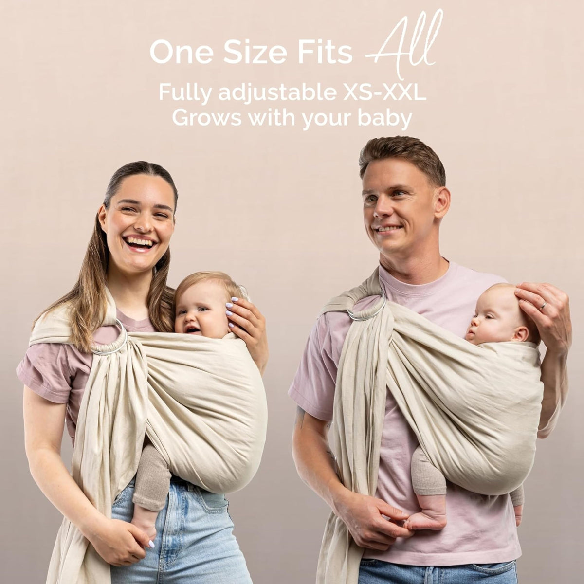 Boba Ring Sling - Portabebés, lino de bambú, recién nacido a niño pequeño / 8-35 libras
