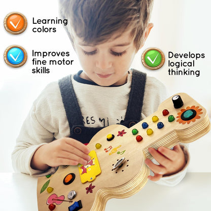 Tablero de actividades musical Montessori de madera para niños pequeños de 3 a 5 años