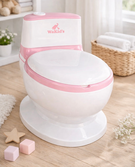 Inodoro para niños con sonido rosado