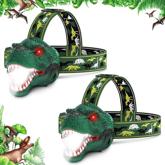 Linterna frontal para niños, recargable de dinosaurio T-Rex