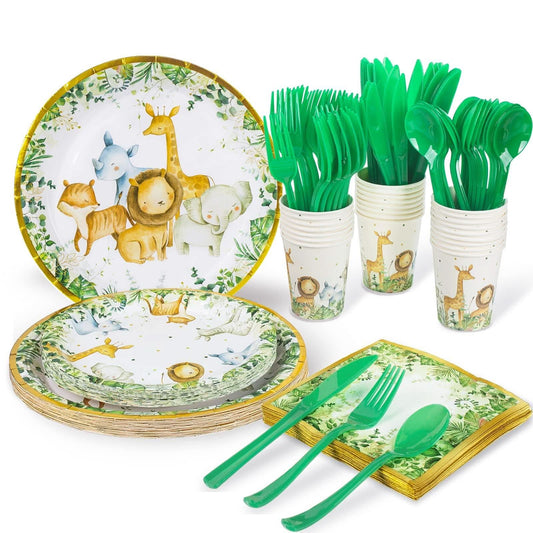 Safari Platos y servilletas Suministros de fiesta Sirve 24