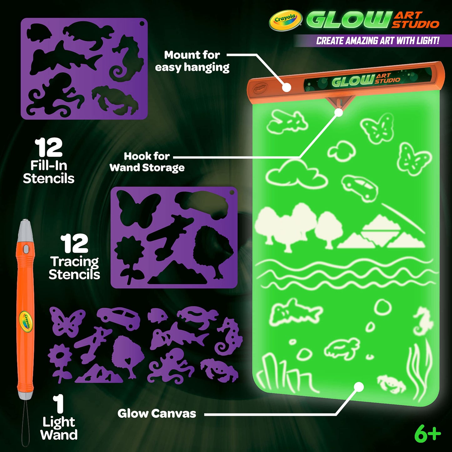 Crayola Glow Art Studio, juguetes que brillan en la oscuridad