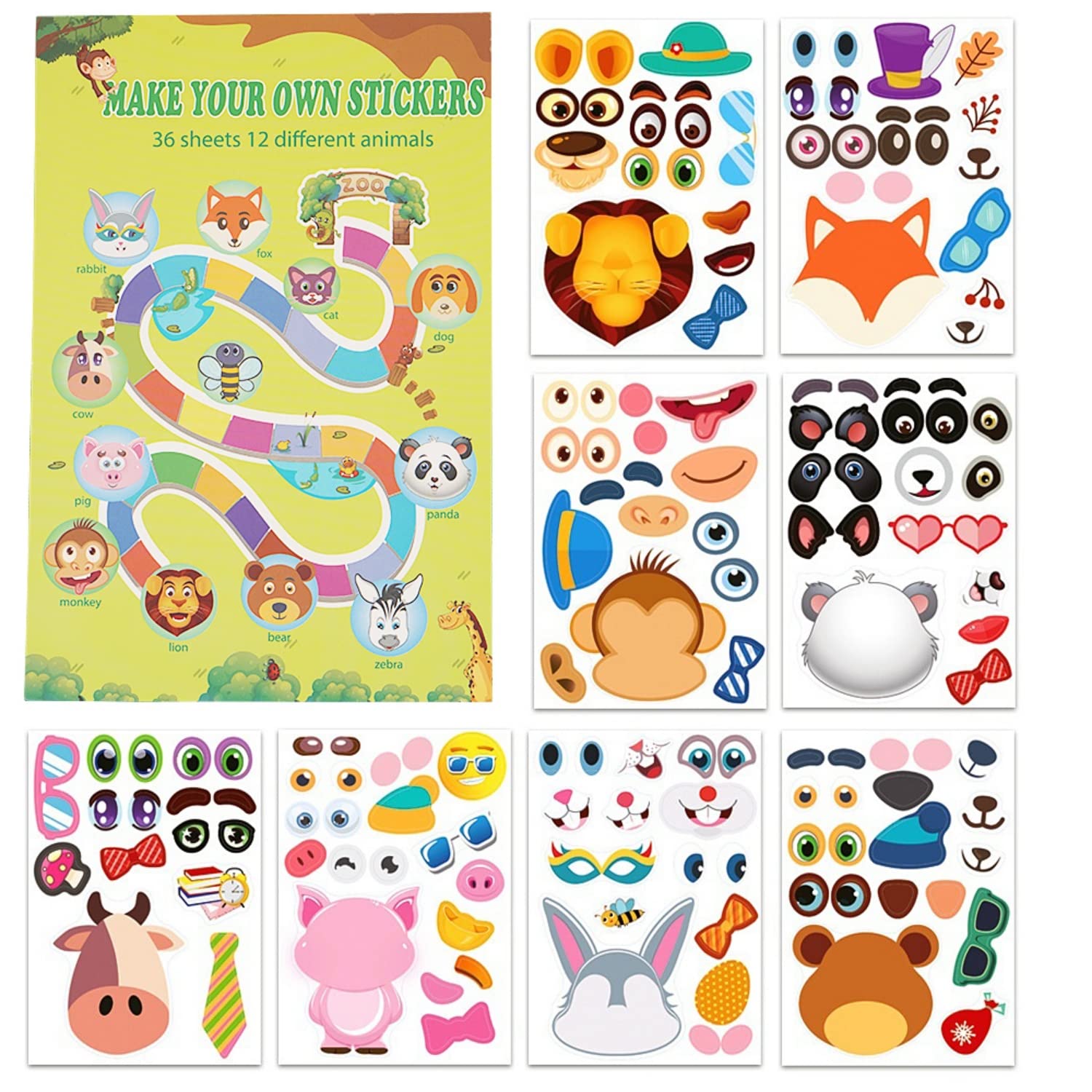 ToneGrip Make a Face Change Stickers Niños divertido, 12 hojas