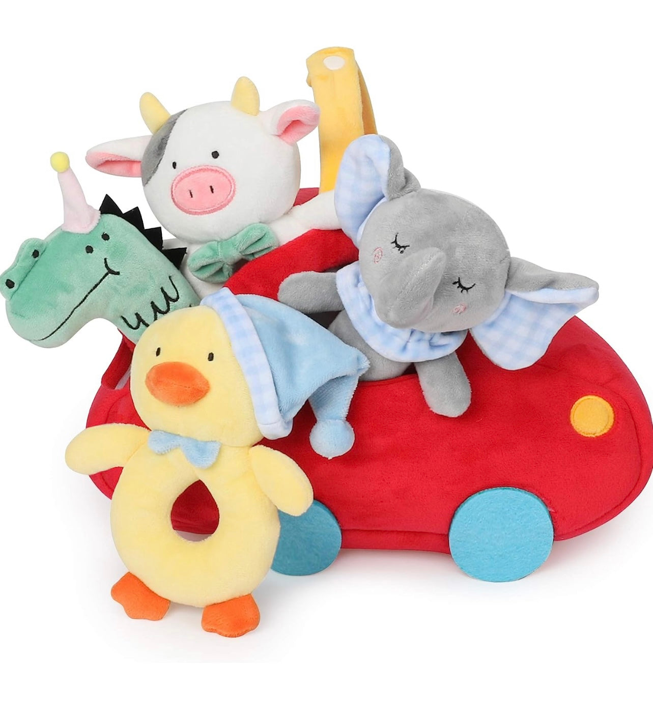 TILLYOU 4 sonajeros suaves, animales de peluche